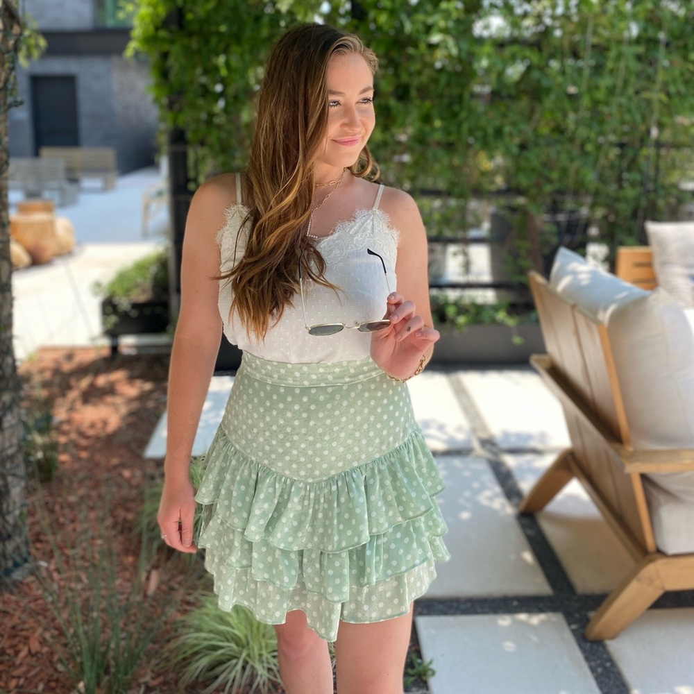 Zara Mint Green Tiered Skirt